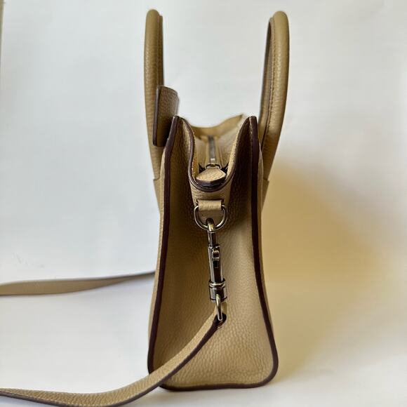 CELINE Luggage Nano Tote Bag Beige Pebbled Leather Handbag Crossbody - Picture 9 of 15